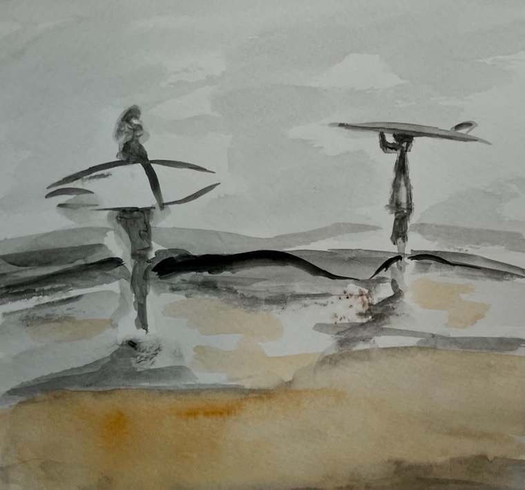 Paddle Out, a painting