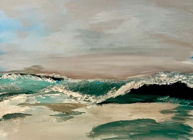 Break at Dusk, a painting